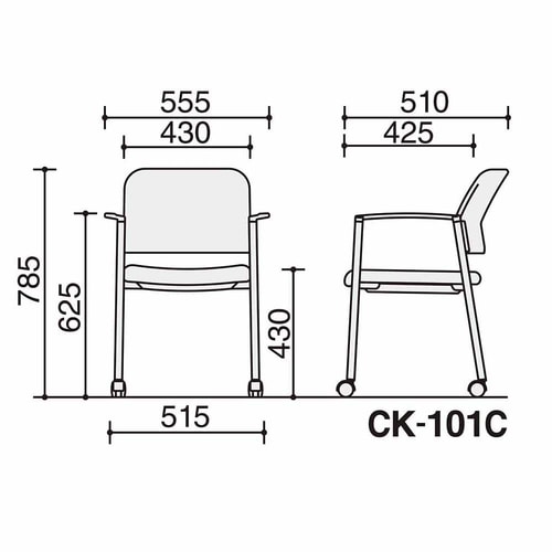 会議イス 100肘付ローズ脚シルバー軟床用
