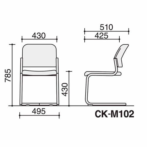 会議イス 100 L字脚布グレー