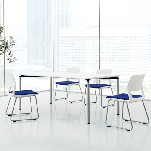 会議イス 160  4本脚 レザーグレー