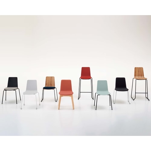 ミケットチェア 4本脚  メッキ脚レザーブラック