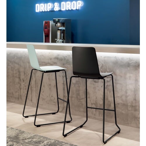 ミケットチェア ハイタイプ塗装脚レザーブラック