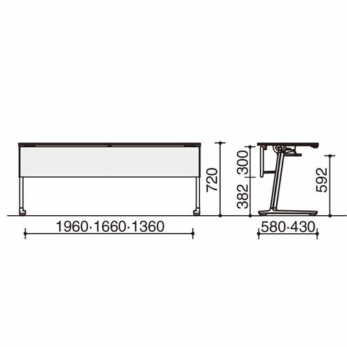 カ−ム棚付幕板付W2100D600シルバー脚ホワイ