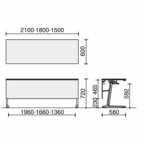 カ−ム棚付 幕板付W1800シルバー脚ホワイト