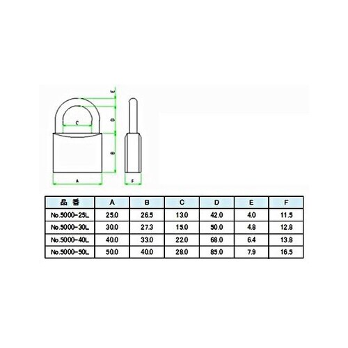 ステンレス ツル長 南京錠 40mm