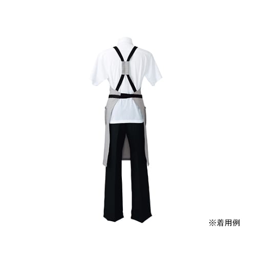 エプロン 白/黒 ボーダー 5ー671