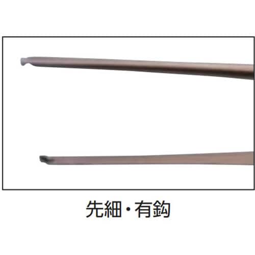 W印ピンセット 先細・併式・細筋・有鈎 130mm