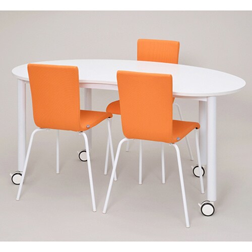 キャスターテーブル 豆型 ホワイト