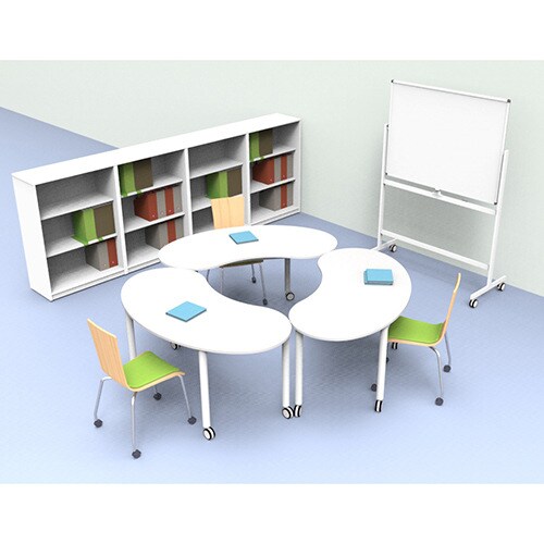 キャスターテーブル 豆型 ホワイト