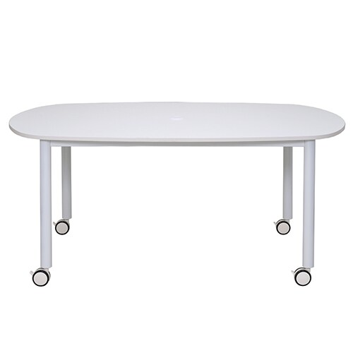 キャスターテーブル ホワイト脚 オーバル ホワイト