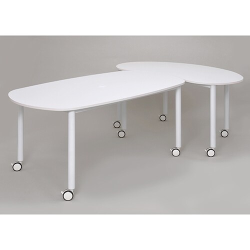 キャスターテーブル ホワイト脚 オーバル ホワイト