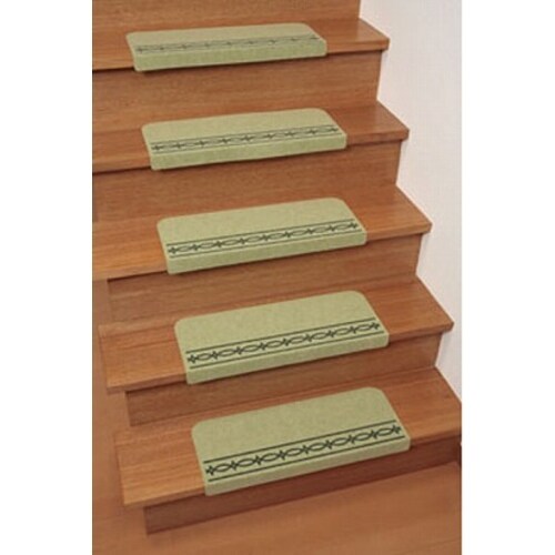 コーナー付階段マットスベリ止め付 15枚入グリーン