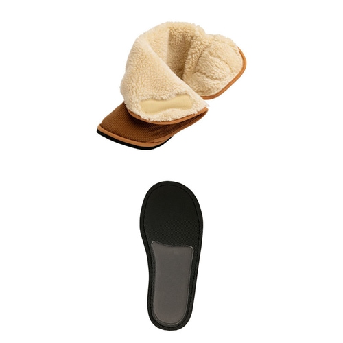 大きく開くルームブーツ キャメル L