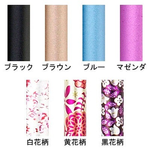 充実ステッキ 伸縮 黒花柄