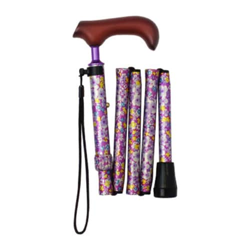 折りたたみステッキ てのひら ピンク花柄