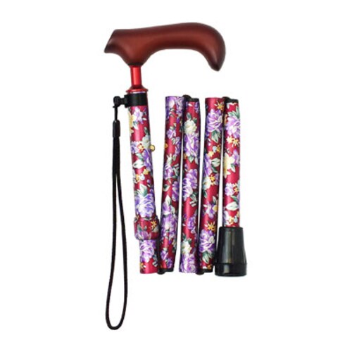 折りたたみステッキ てのひら ワイン花柄