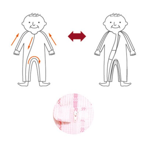 ソフトケアねまき フルオープン 薄手 S ピンク