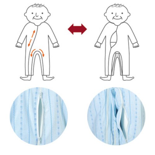 ソフトケアねまき フルオープン・両開き 厚手M 紺