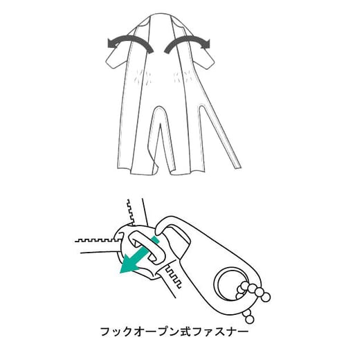 制菌介護用つなぎ(フルオープン型) S ブルー