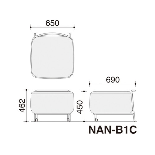 エニーソファ 背なし アッシュターコイズ