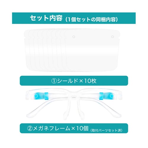 眼鏡型フェイスシールド 10枚セット×30袋