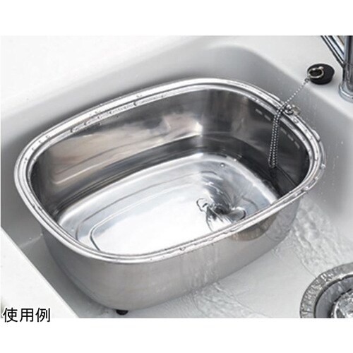 脚付きステンレス洗い桶(中栓付) A−7