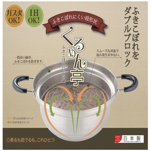 くるめん亭のふきこぼれにくい鍋 両手鍋