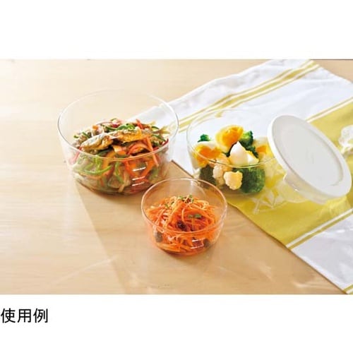 耐熱ガラス製保存容器 丸 オフホワイト