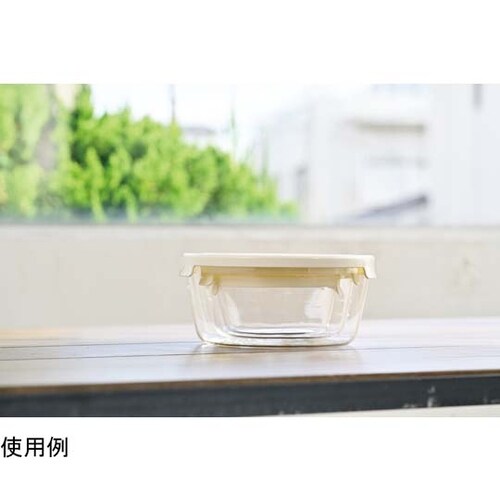 耐熱ガラス製保存容器 丸 オフホワイト