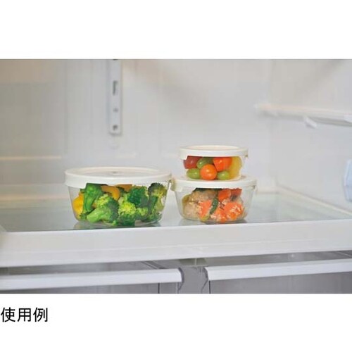 耐熱ガラス製保存容器 丸 オフホワイト