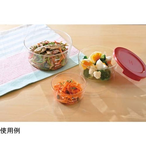 耐熱ガラス製保存容器 丸 レッド 3個×