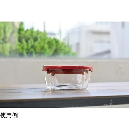 耐熱ガラス製保存容器 丸 レッド 3個×