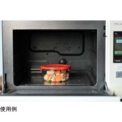 耐熱ガラス製保存容器 丸 レッド 3個×