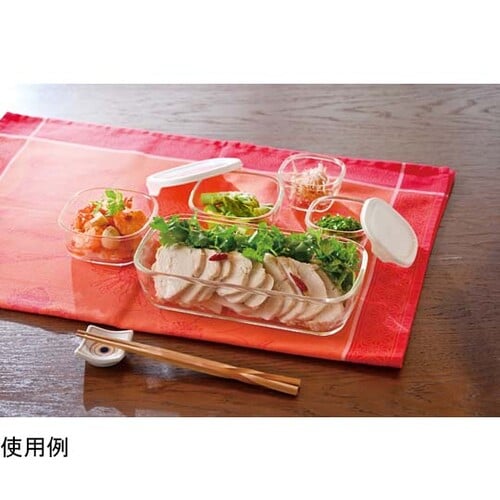 スタッキング耐熱ガラスコンテナ+ミニ角小