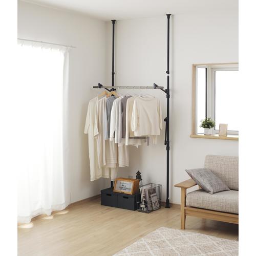 木目調窓枠物干し