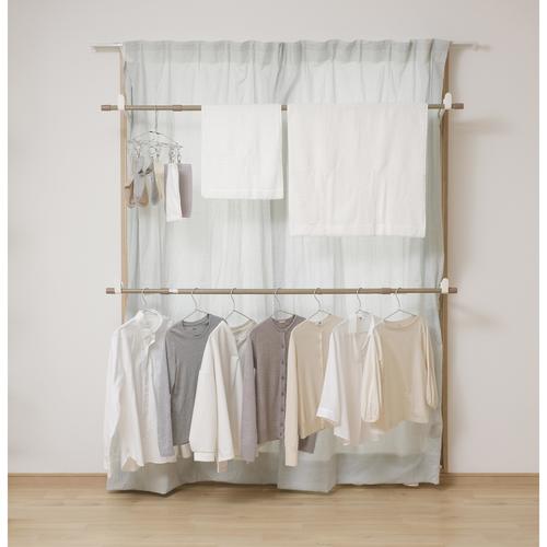 木目調窓枠物干し