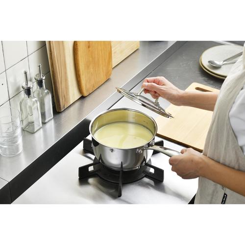 ステンレスシリーズ 片手なべ18cm ガラスふた付