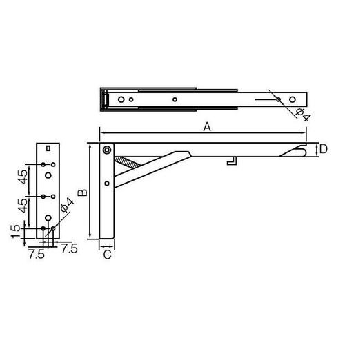 折りたたみ棚受(ワンタッチ式)EA951EG−22