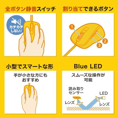 静音有線ブルーLEDマウス