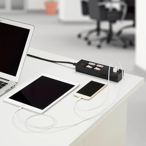 個別スイッチ付2AC2USB3.4A2mブラック