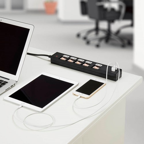 個別スイッチ付5AC2USB3.4A2mブラック