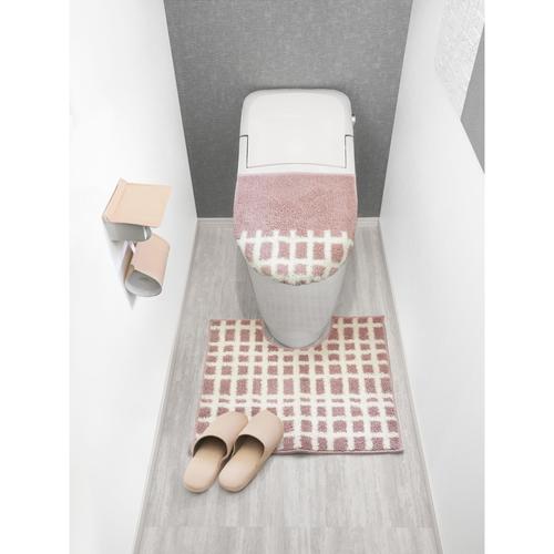 ナチュラルトイレマット55cm チェックピンク