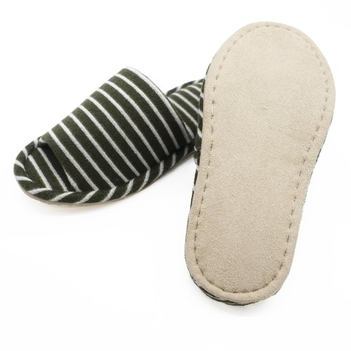 パイルボーダー外縫い Lサイズ カーキ 10足