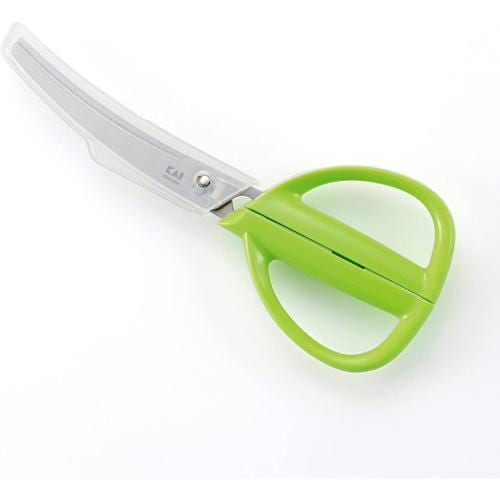 カーブ キッチンバサミ キャップ付 グリーン
