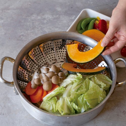 ステンレス大型フリーサイズ蒸し器 18−28cm用