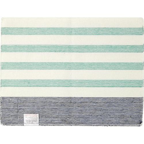 ふわもこボーダーバスマット グリーン