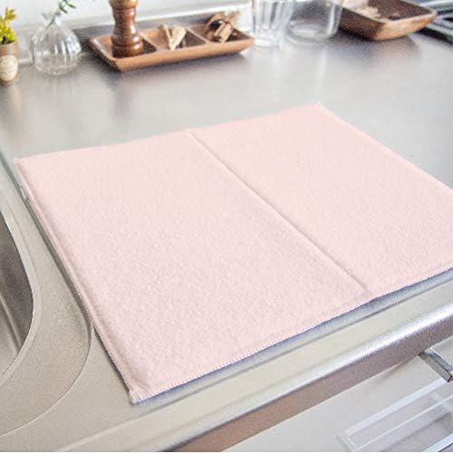 たたんで吊れる 吸水 水切りマット ピンク
