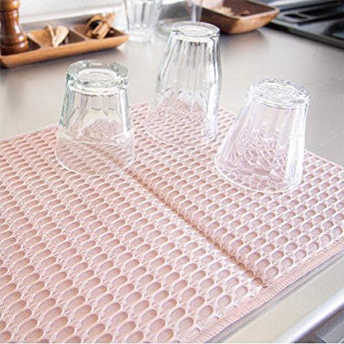 たたんで吊れる 吸水 水切りマット ピンク