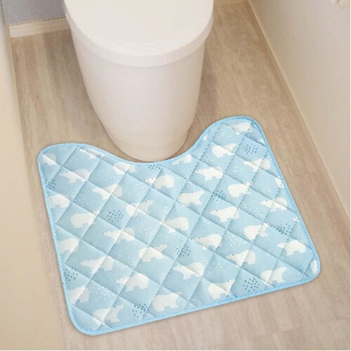冷感 トイレマット しろくまブルー