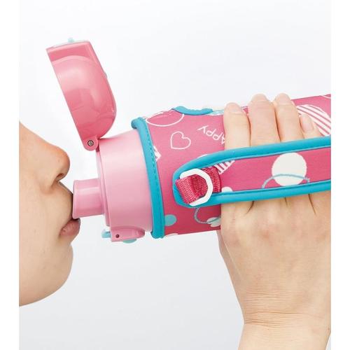 子供用 水筒 ハート水玉 専用カバー付き