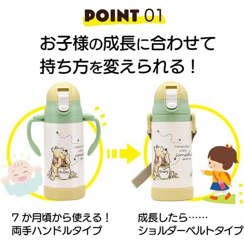 両手 ストロー付き水筒 プーさん